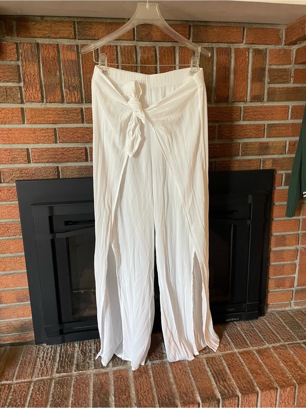 Women's White Tie-Front Wide Leg Pants